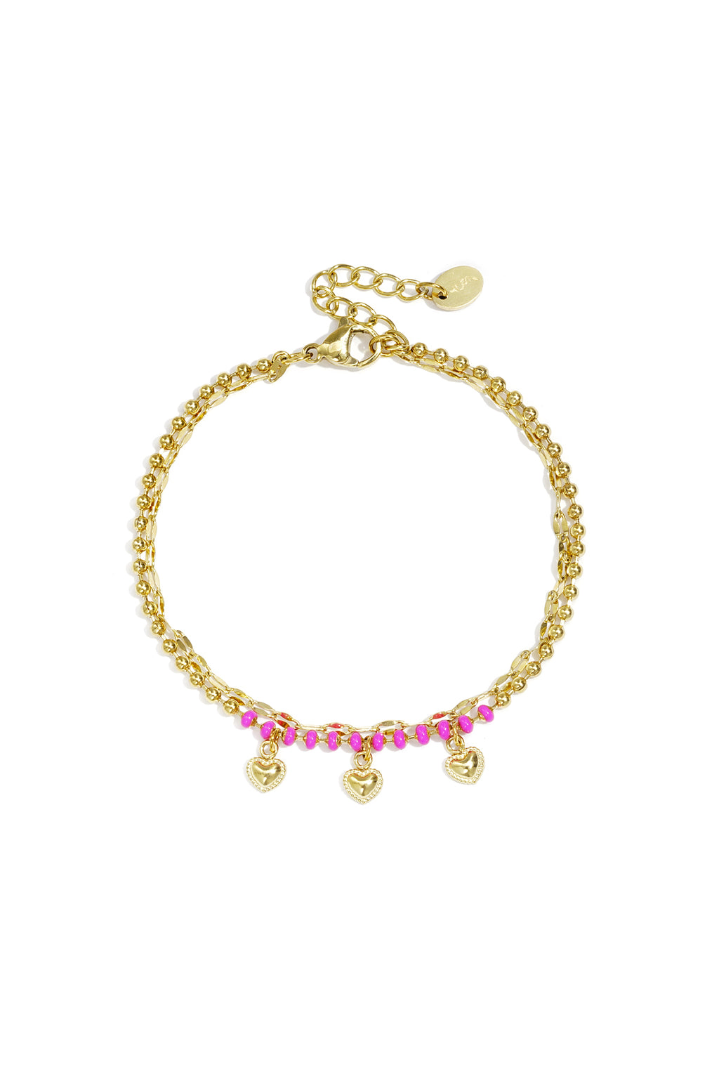 Dubbele armband met kralen en hartjes charms
