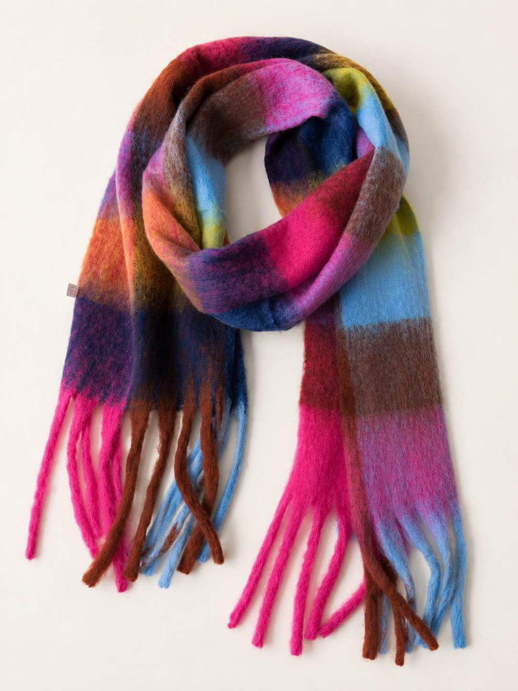 Viscose Sjaal met Franjes – Regenboog Blokken | 210x38cm | Wauw Fashion (nl)