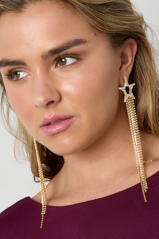 Koperen oorbellen met ster, elegante kerst, luxe serie, damessieraden