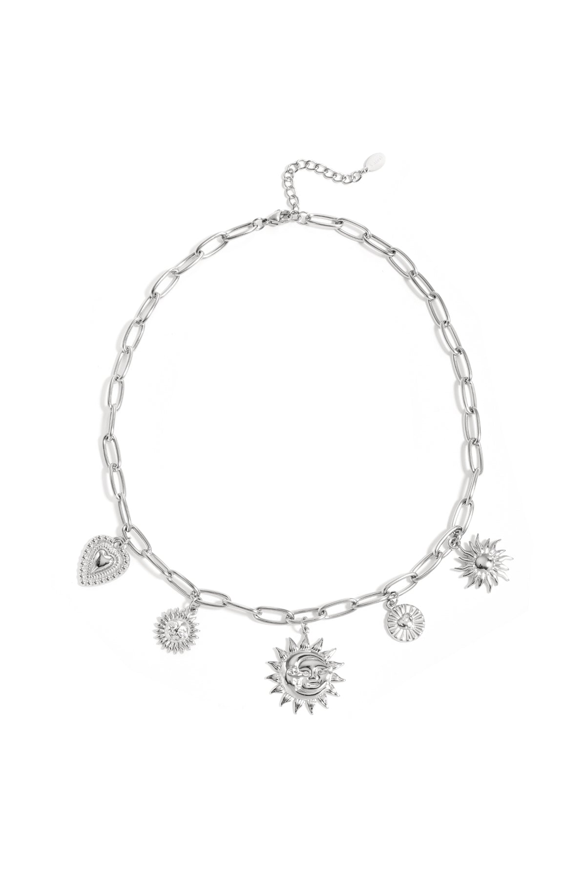 Roestvrijstalen hangerkettingen met hartvormige hanger, casual en eenvoudig model, dames sieraden.