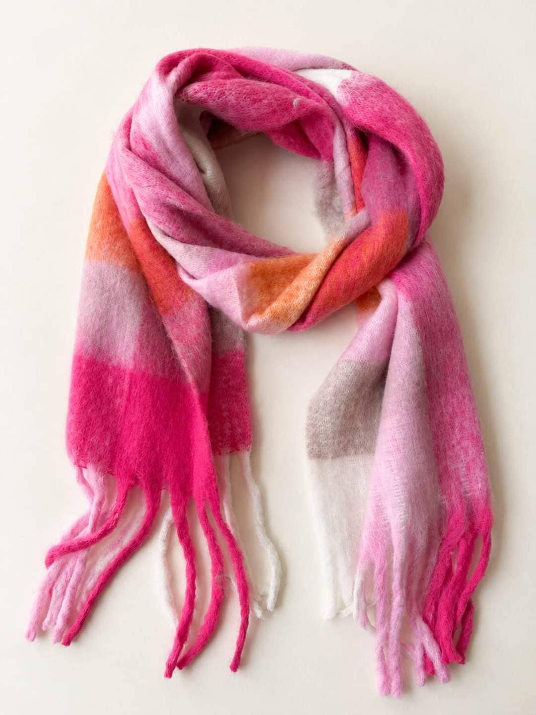 Viscose Sjaal met Franjes – Ombré Roze & Oranje | 210x38cm | Wauw Fashion (NL)