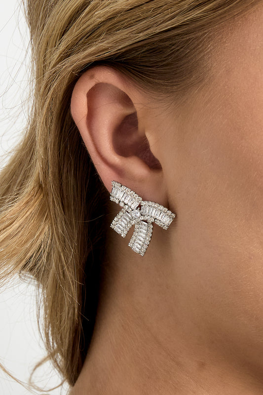 Koperen oorbellen met strik, elegante kerst, luxe serie, damessieraden