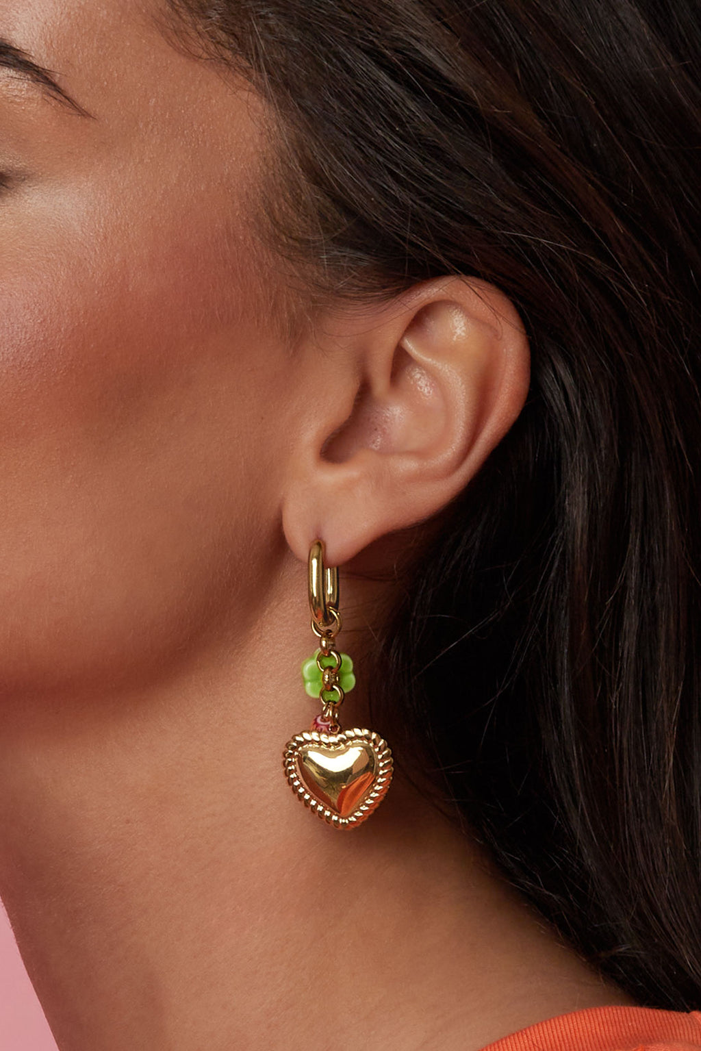 Oorbellen van roestvrij staal met hartjesmotief, Sweet Daily Romantic serie, damessieraden