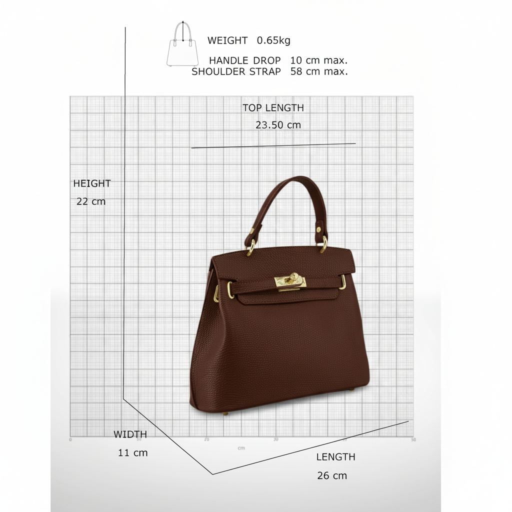 Grace tas afmetingen in diep chocoladebruin