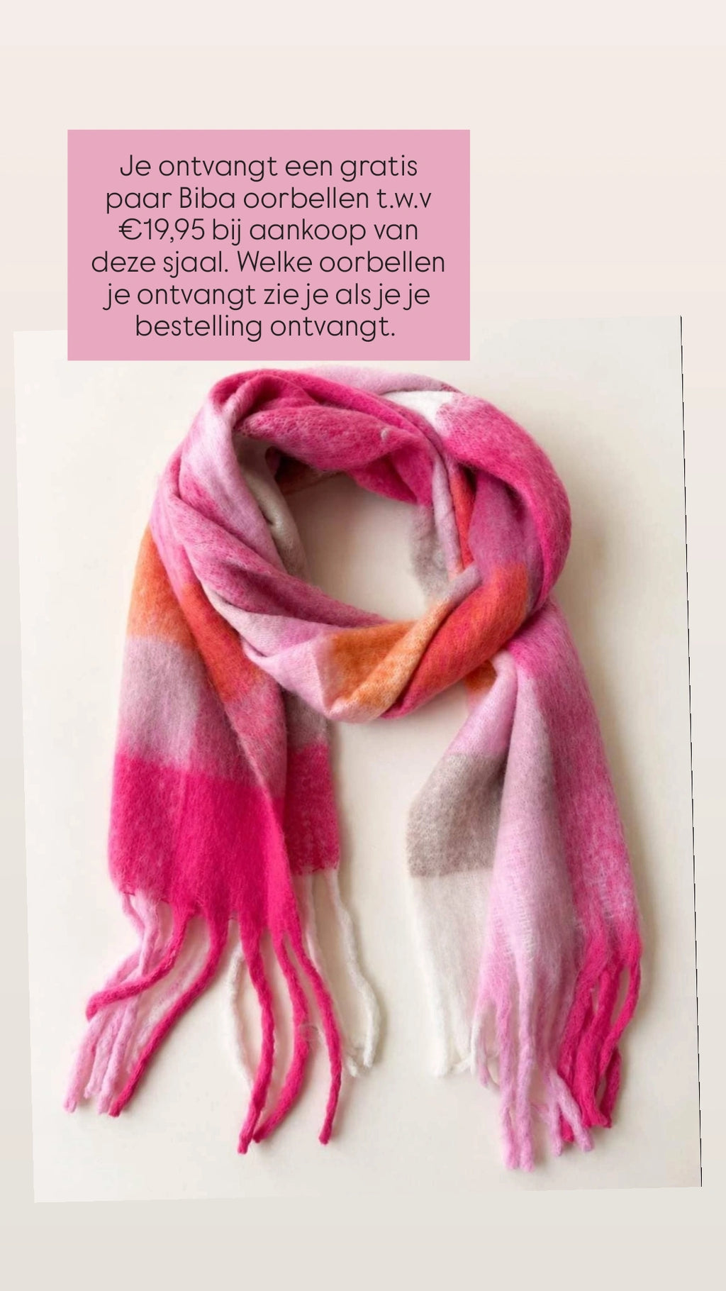 Viscose Sjaal met Franjes – Ombré Roze & Oranje | 210x38cm | Wauw Fashion (NL)