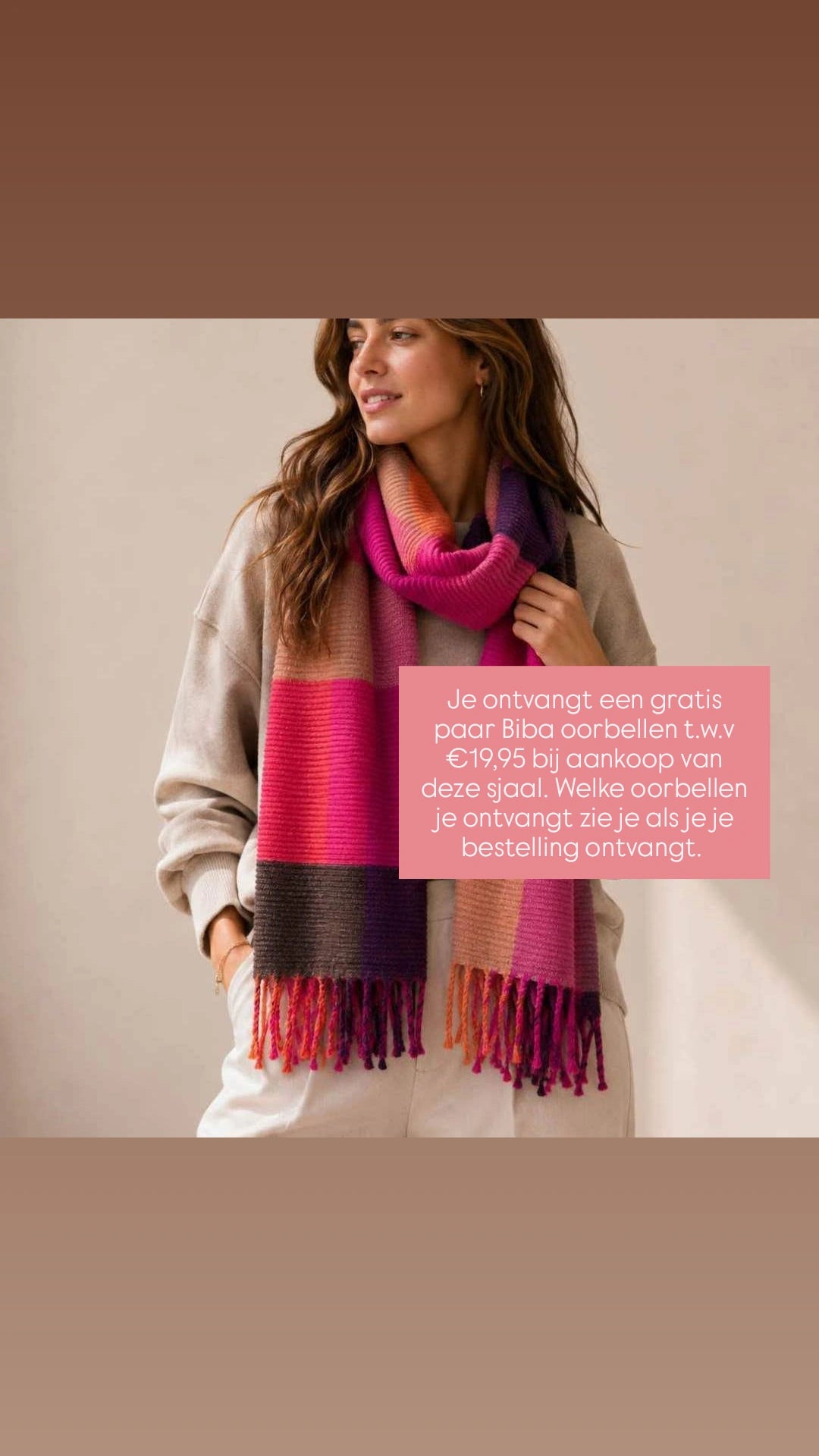 Viscose Sjaal met Franjes – Kleurblokken Fuchsia & Roze | 210x38cm | Wauw Fashion