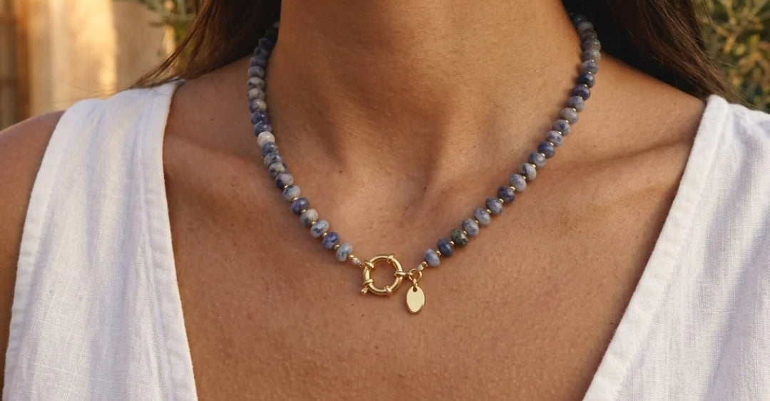 Hematiet Kralenketting RVS 14k Goud - Lumé Collectie