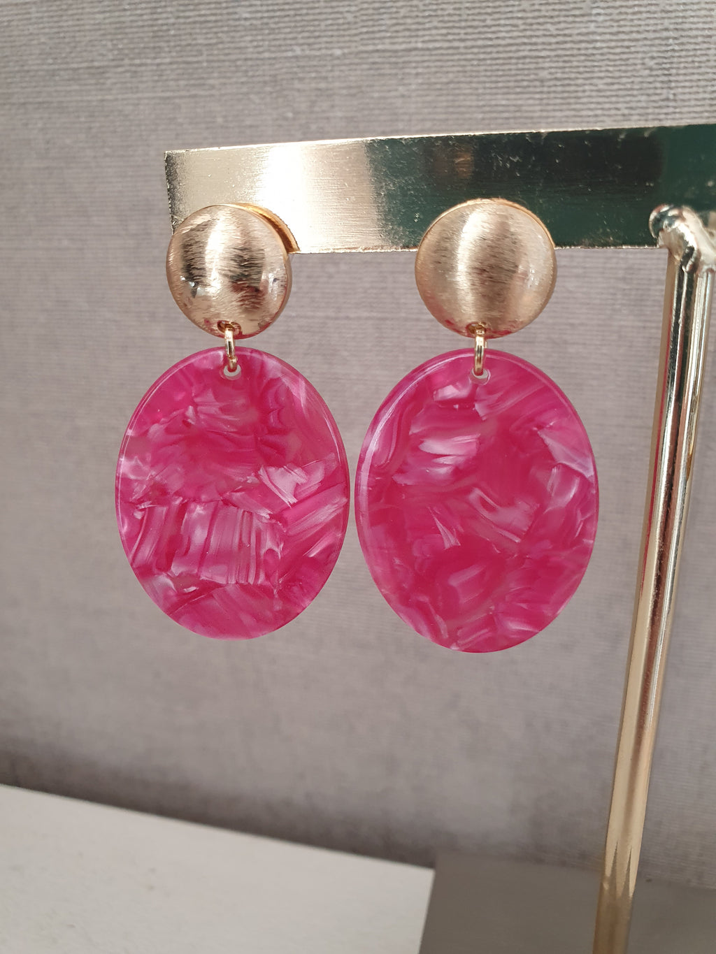 Statement Oorbellen Biba – Roze - 46 X 24mm