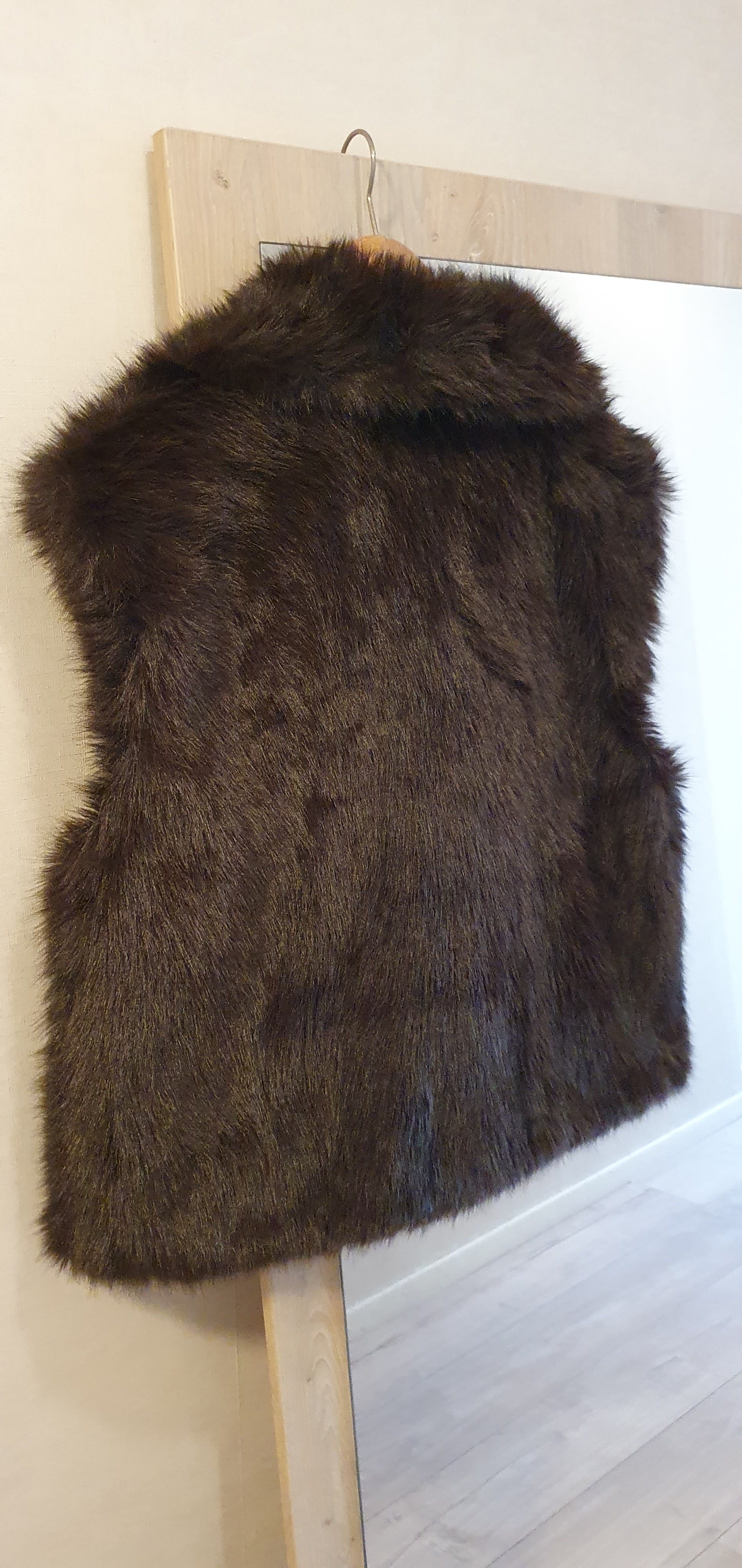 Donkerbruine Faux Fur Bodywarmer - Luxe Teddy Gilet One Size t/m maat 42