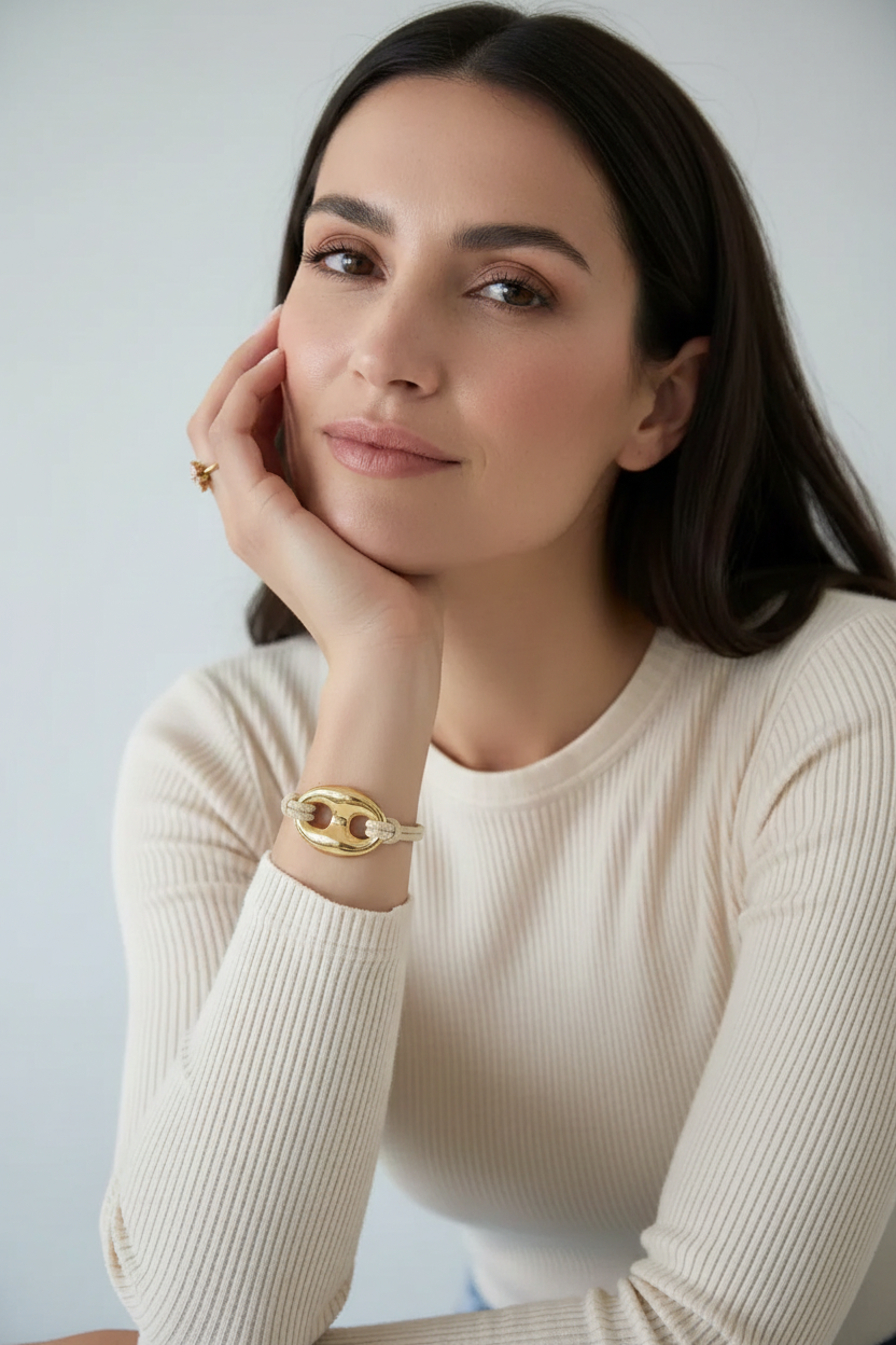 Satijnkoord armband khaki lifestyle