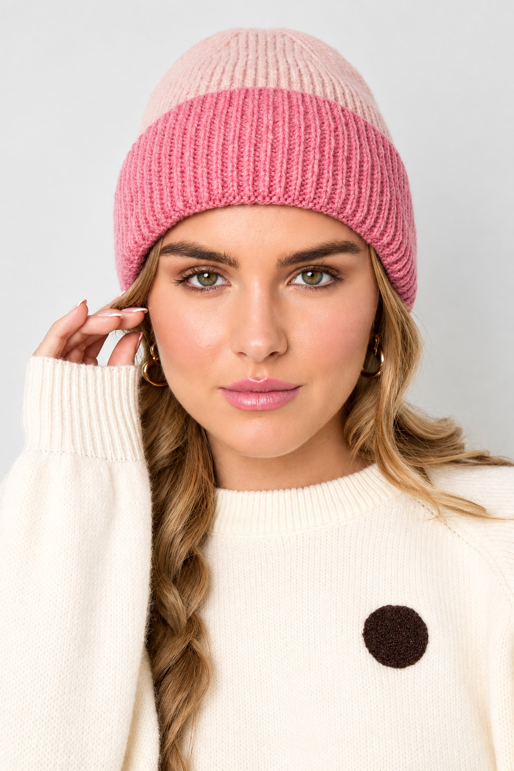 Two-tone Roze Beanie - Volwassen Model