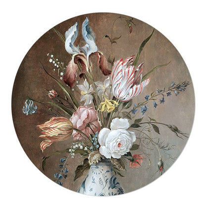 Wall circle Flower still life with Porcelain Vase Balthasar van der Ast