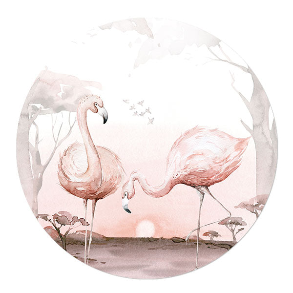 Wandkreis Afrikanische Tiere Flamingos