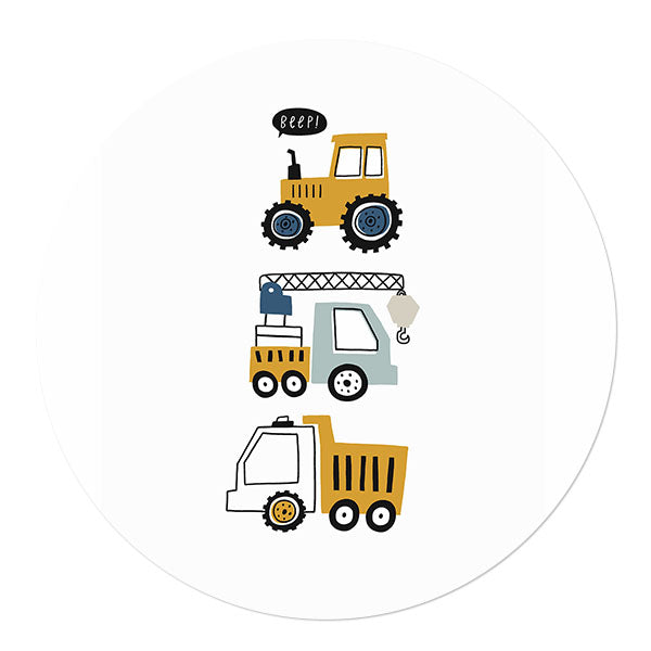Wall circle tractor, tow truck and dump truck