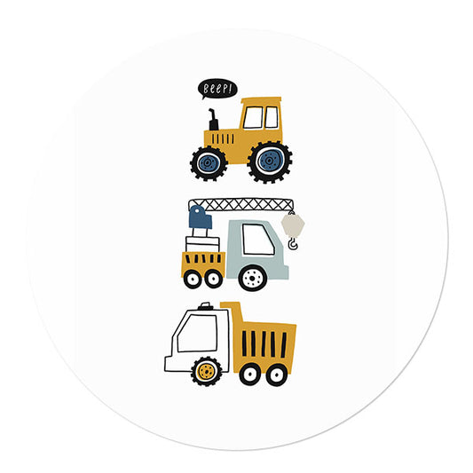 Wall circle tractor, tow truck and dump truck