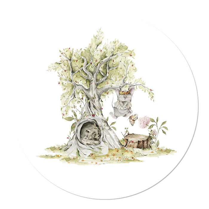 Wall circle for the children's room Forest animals Bear and Mouse