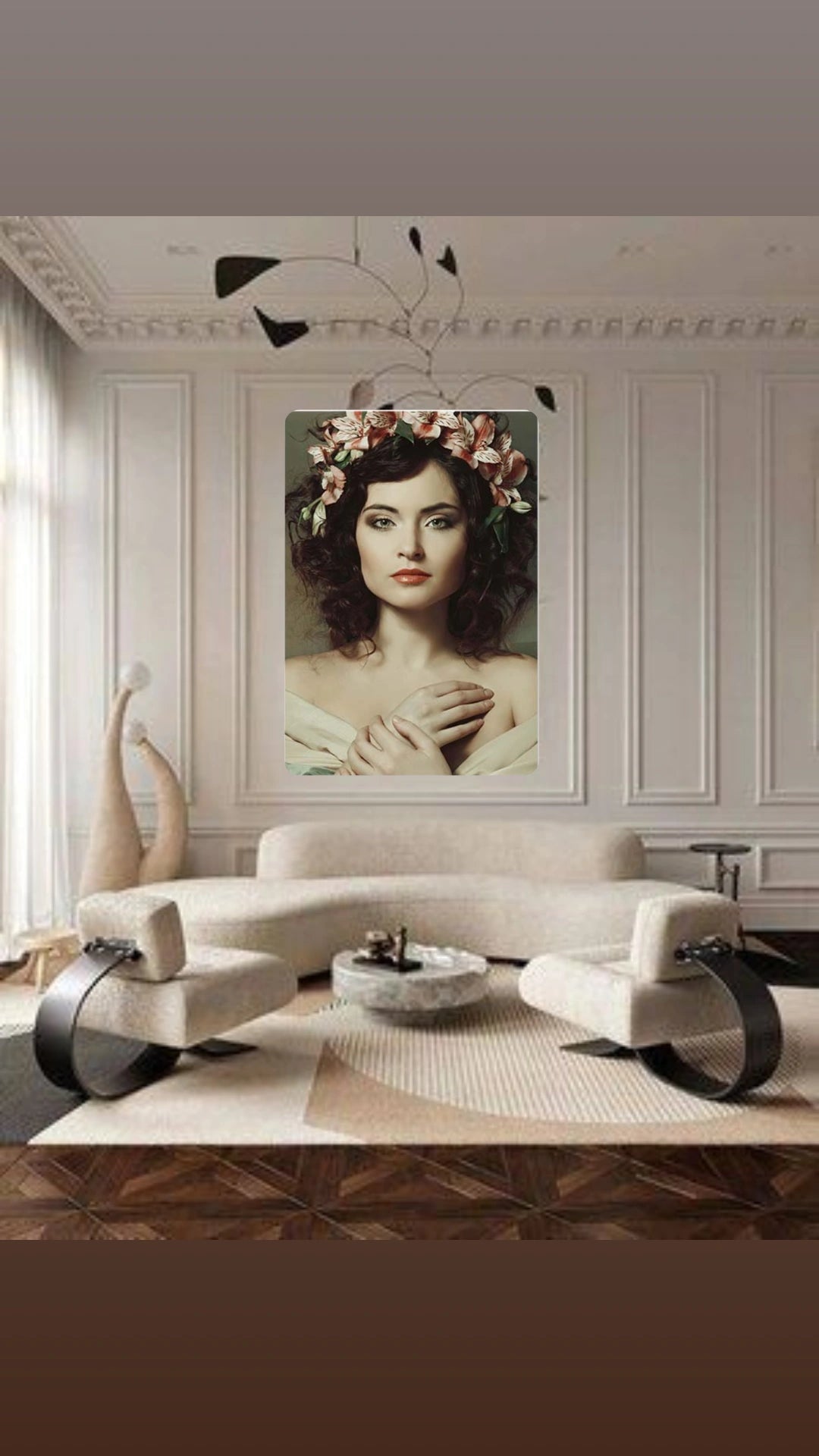 Wall plate wall art Beautiful Woman with Orchids