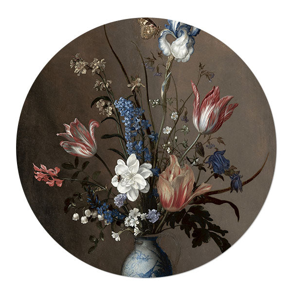Tapete Kreisblumen in einer Wan-Li-Vase und Muscheln