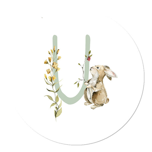Wall circle Forest animals Letter U for the children's room