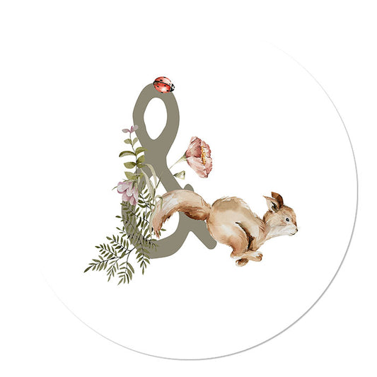Wall circle Forest animals &amp; sign for the baby room or children's room