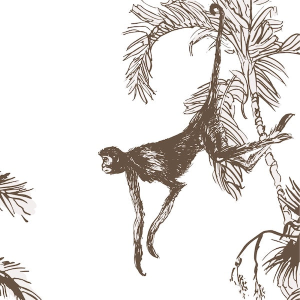 Muurcirkel Monkeys in Palms Jungle Tropics Brown