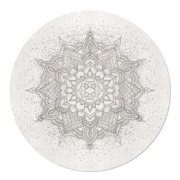 Muurcirkel Sparkling Mandala Pattern Grey