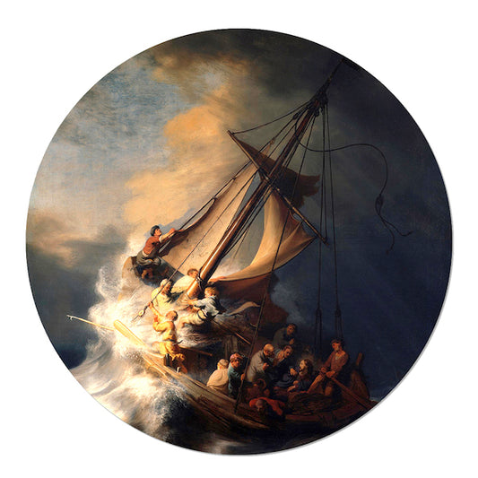 Behangcirkel De storm op het meer van Galilea ( Rembrandt van Rijn 1633)
