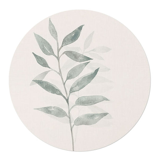 Wall Circle Watercolor Linen Scandi Leaves
