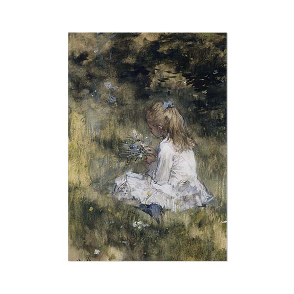 Wall plate wall art Panel The Girl with Flowers in the Grass by Jacob Maris