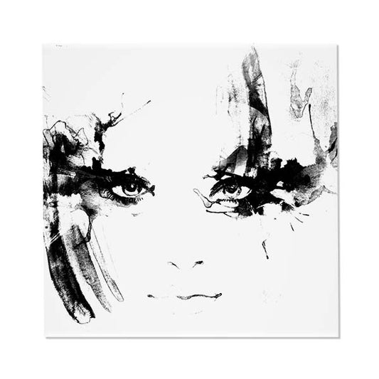 Wall plate wall art Women's face Black and White