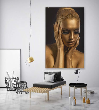 Luxe  hotel chique Wanddecoratie Woman in Gold ( premium materiaal en mat)