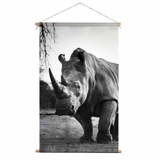 Textile poster Rhino Black and White
