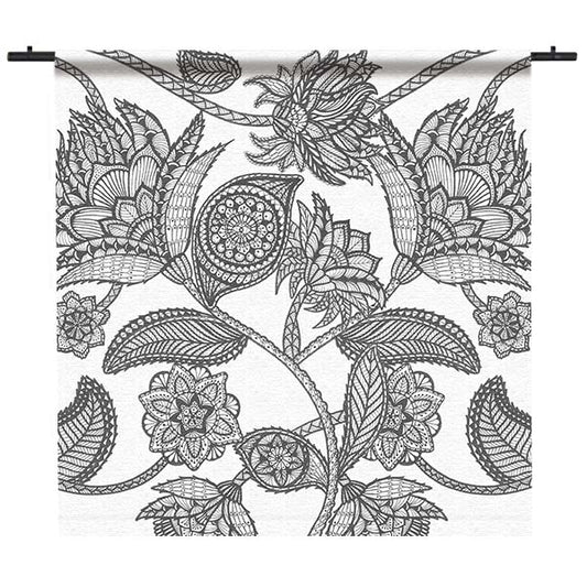 Tapestry Botanical Lineart Black White