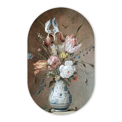 Wall Oval Flower Still Life with Porcelain Vase Balthasar van der Ast